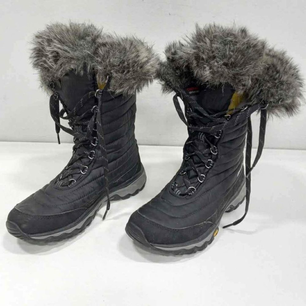 Eddie Bauer Women's Faux Fur Black Snow Boots Size 8 - Picture 2 of 6